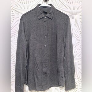 DUNNING Men’s Long Sleeve Button Down Performance Charcoal Gray Shirt Medium